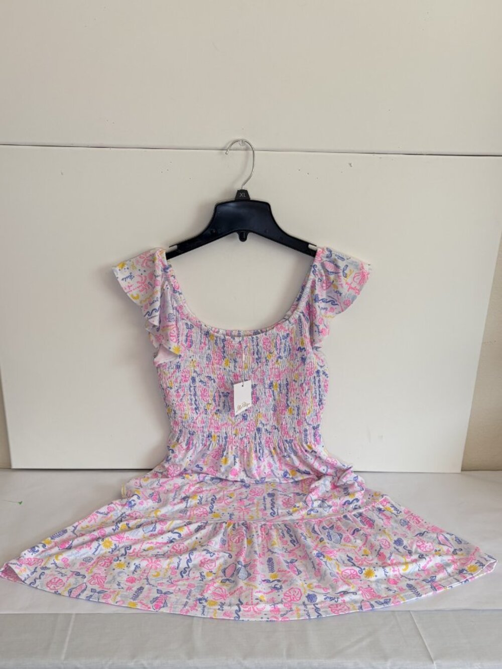 NWT Lilly Pulitzer Jilly Flare Smocked Flutter Sleave Ruffle Hem Summer Dress S